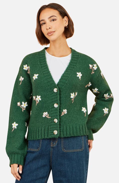 Hand Embroidered Chunky Knitted Cardigan