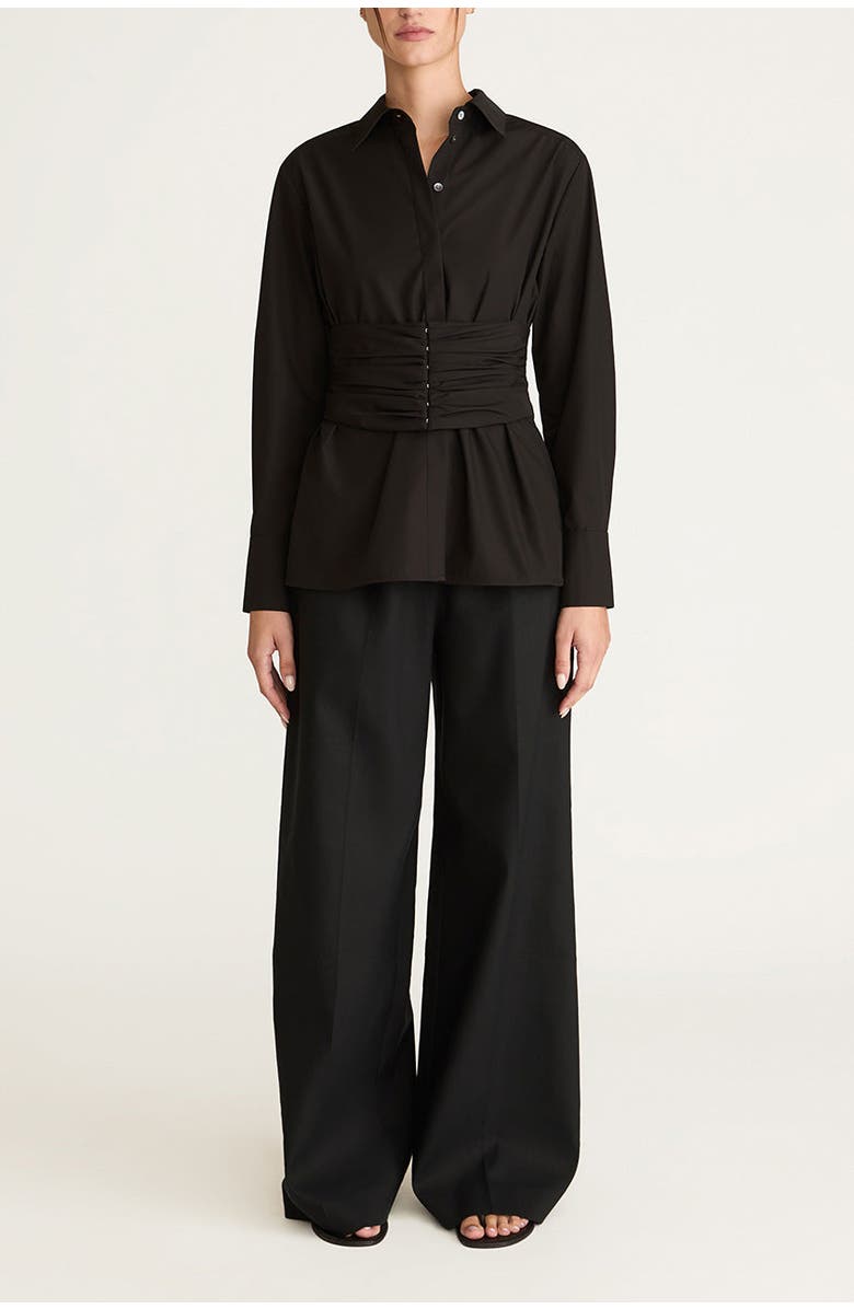 Rebecca Taylor Corseted Button Down, Alternate, color, Black