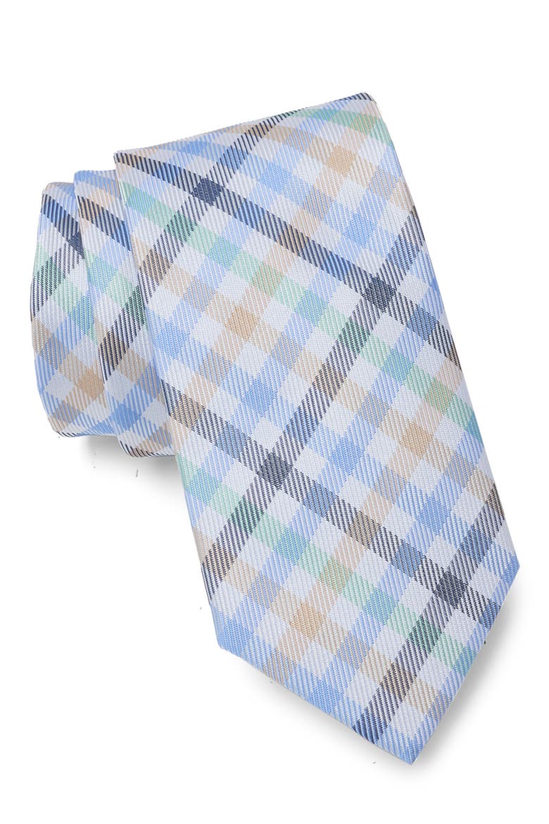 Adrian Check Tie, Main, color, NAVY/ TAUPE