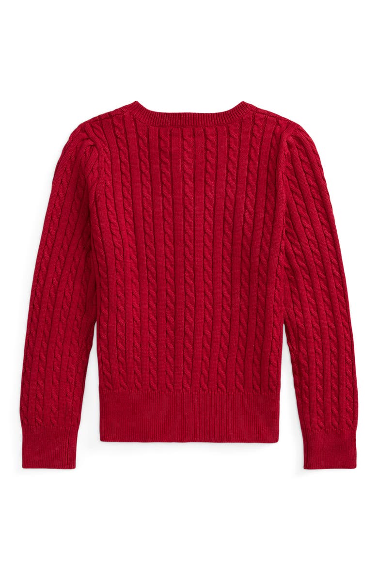Kids' Mini Cotton Cable Knit Cardigan, Alternate, color, RED