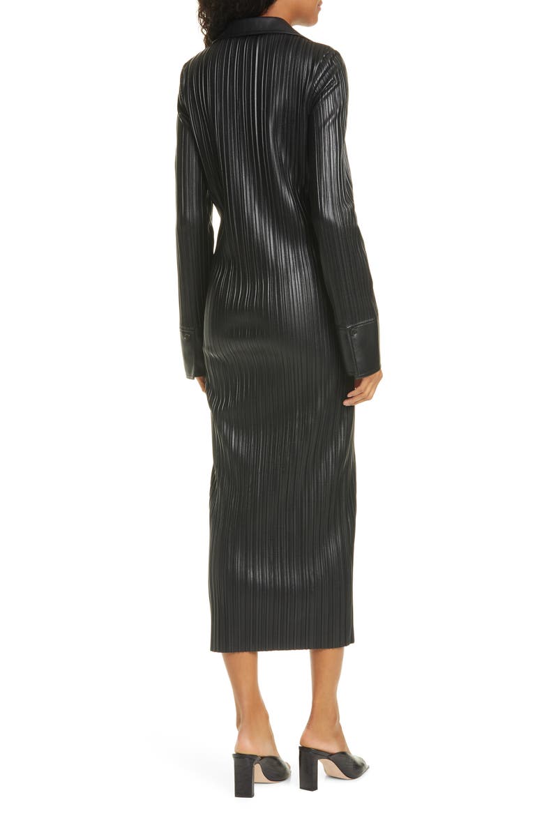 Lee Long Sleeve Faux Leather Shirtdress, Alternate, color, BLACK PLEAT