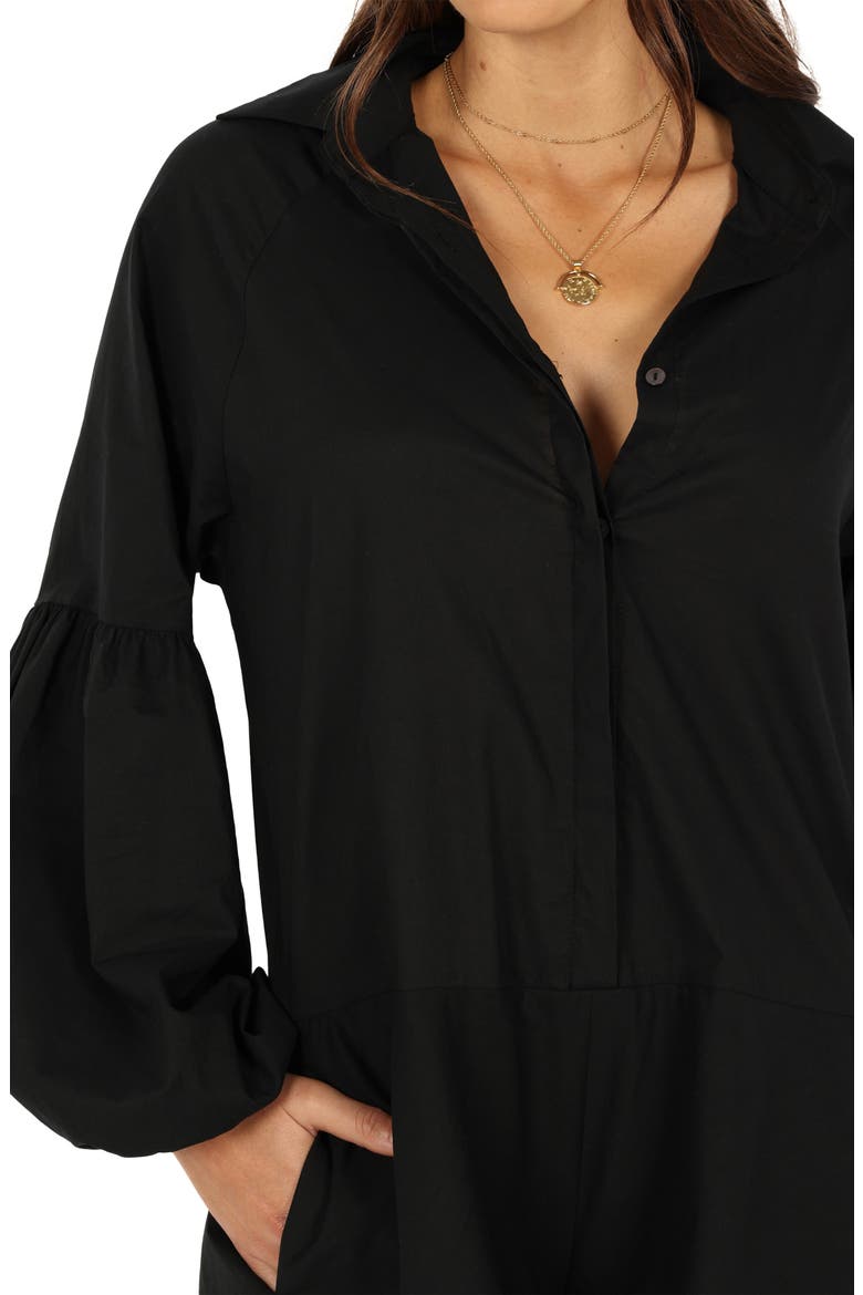 Elsa Long Sleeve Romper, Alternate, color, BLACK