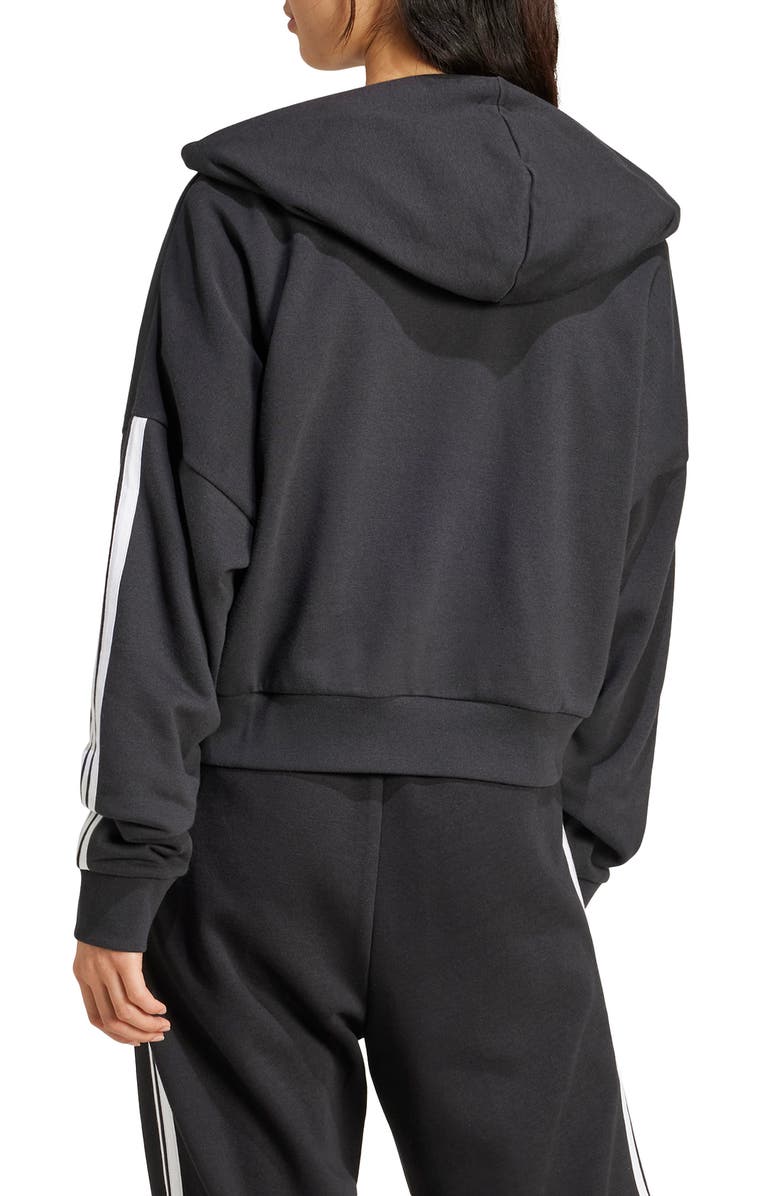 adidas Essentials 3-Stripe Quarter Zip Sweatshirt, Alternate, color, Black/ White