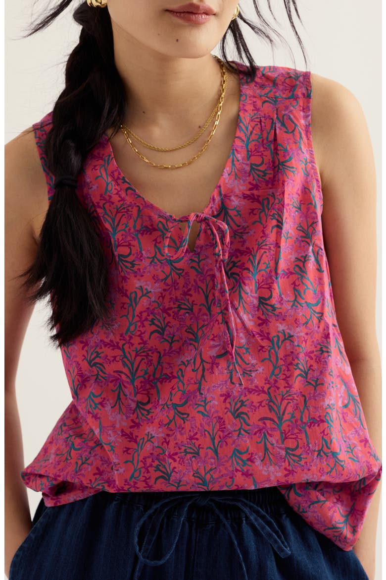Cobbs Well Floral Sleeveless Organic Cotton Top, Main, color, SUMMER FRONDS CRAB CLAW