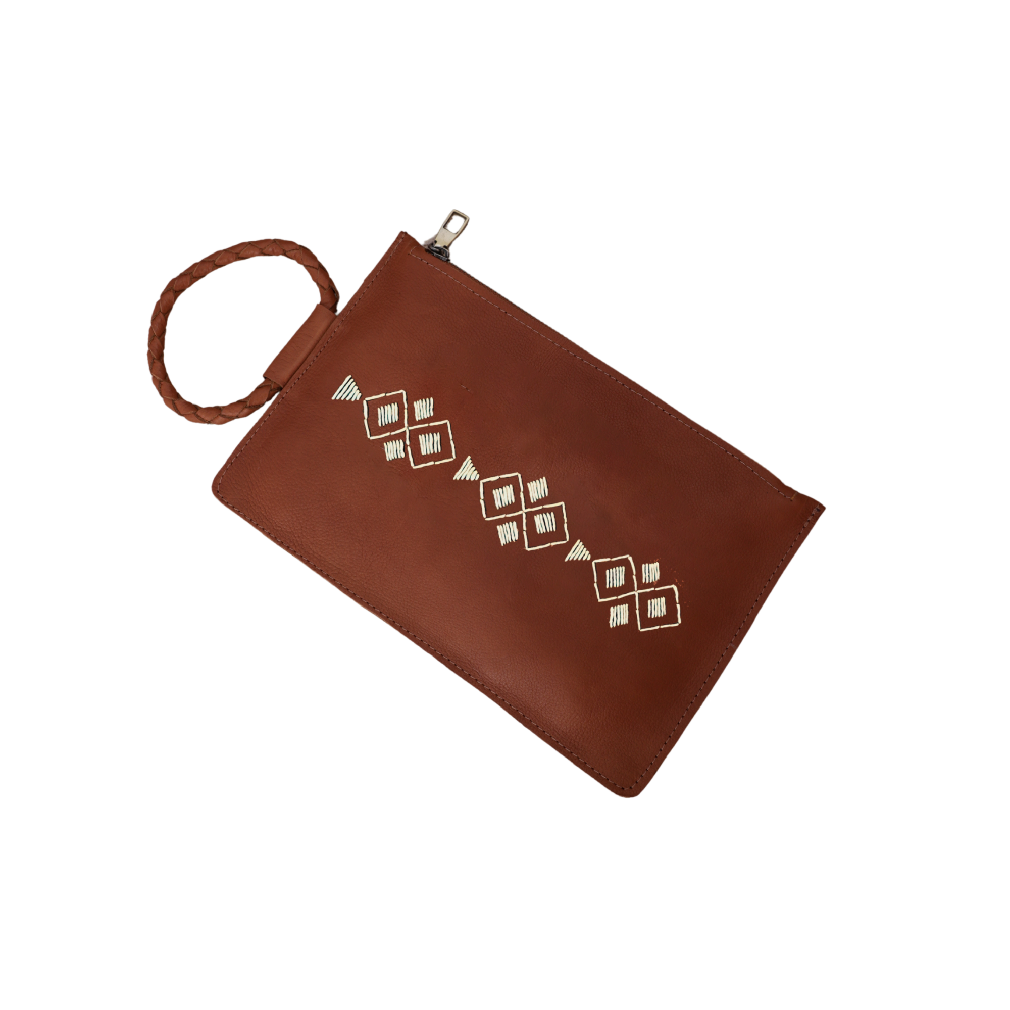 Amasouk Noura Embroidered Clutch, Main, color, Brown