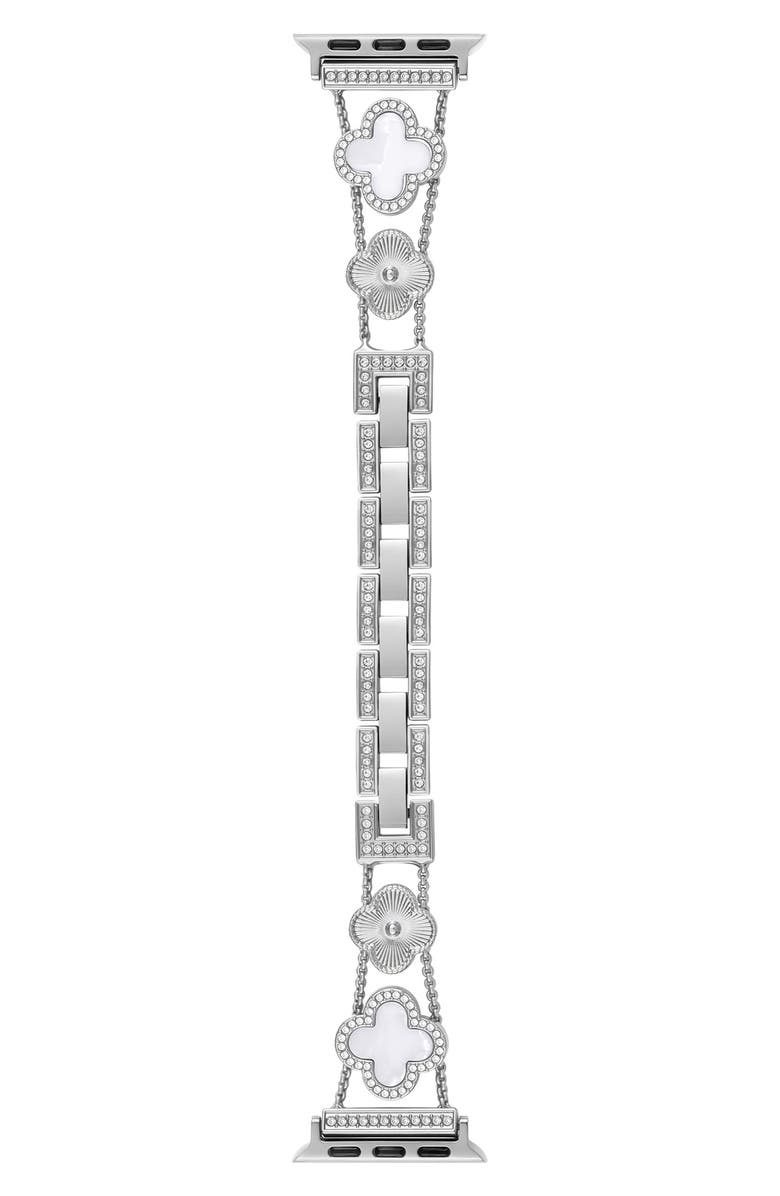 BCBG Clover Link Bracelet Apple Watch<sup>®</sup> Watchband, Main, color, Silver