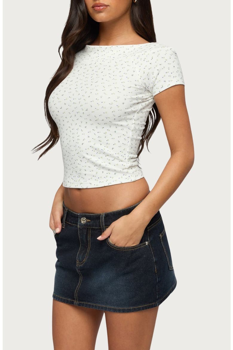 Raglan Floral Boat Neck Top, Alternate, color, WHITE