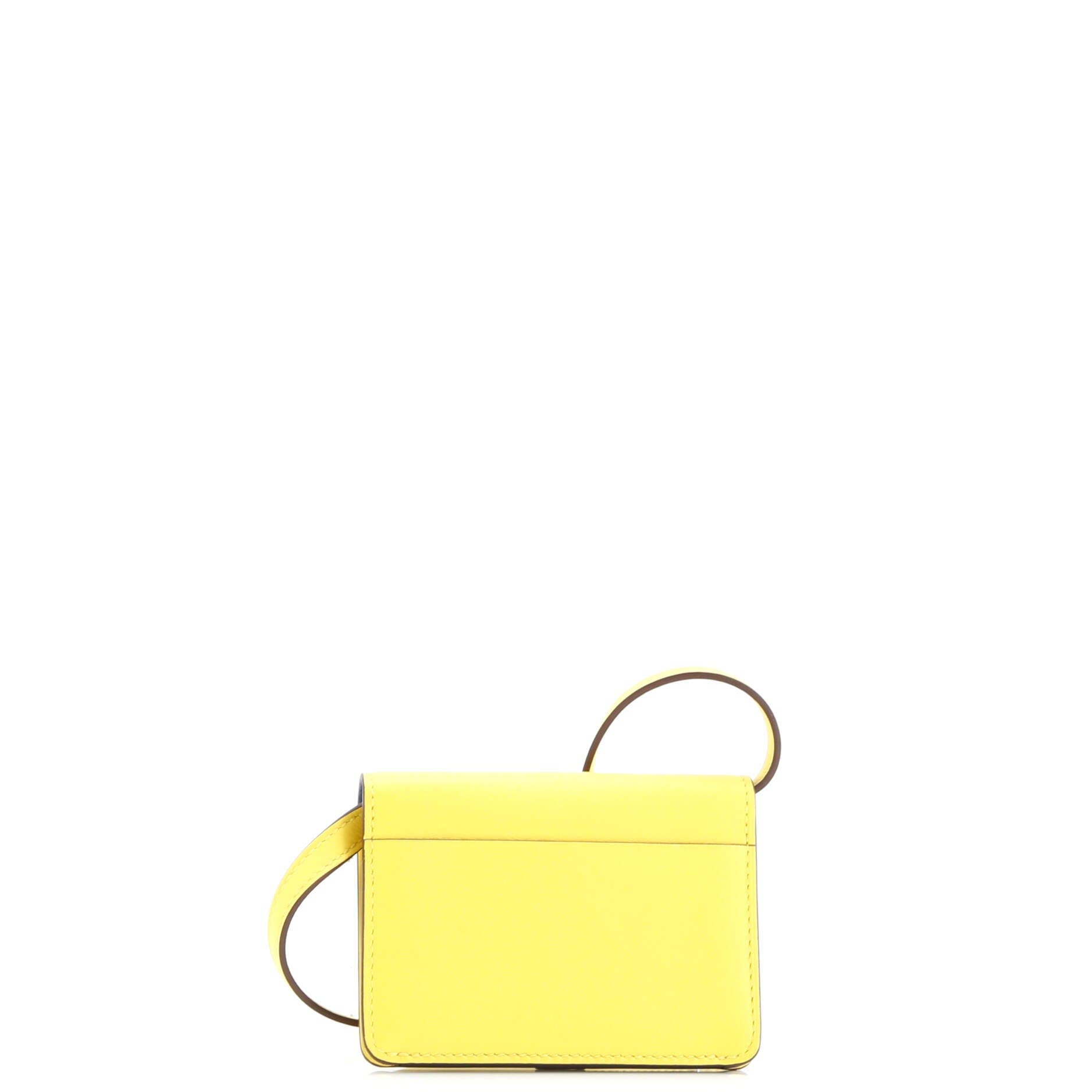 Pre-Owned Hermes Chien Card Holder with Strap Swift and Chevre Mysore, Alternate, color, Jaune De Naples