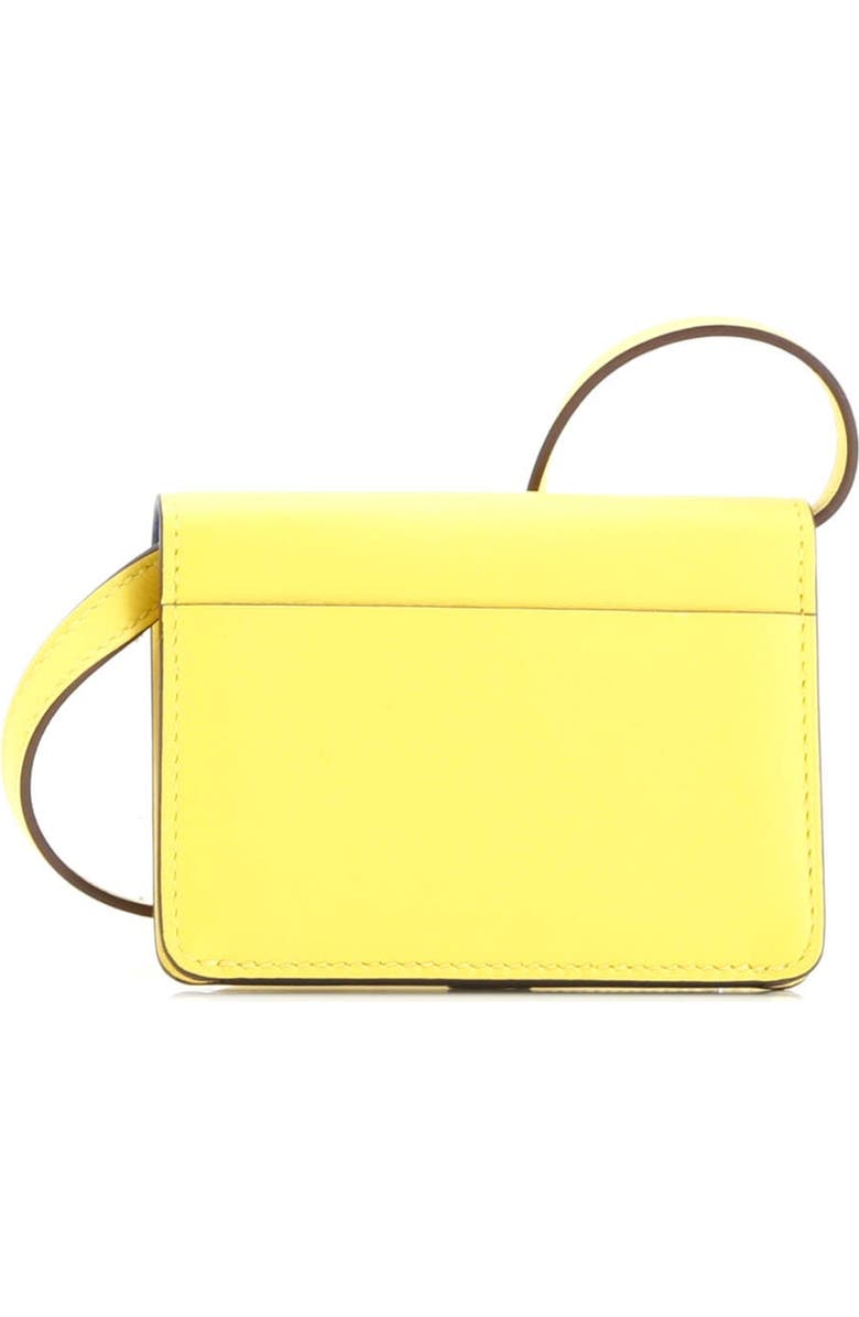 Pre-Owned Hermes Chien Card Holder with Strap Swift and Chevre Mysore, Alternate, color, Jaune De Naples