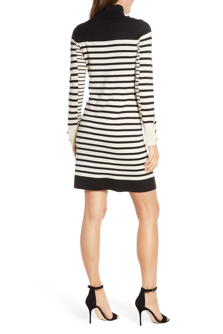 Stripe Long Sleeve Turtleneck Sweater Dress, Alternate, color, IVORY