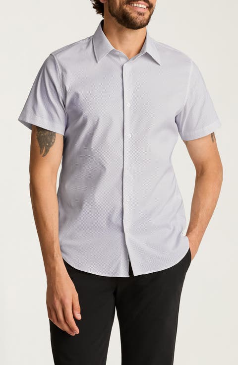 Tech Slim Fit Microdot Short Sleeve Performance Button-Up Shirt