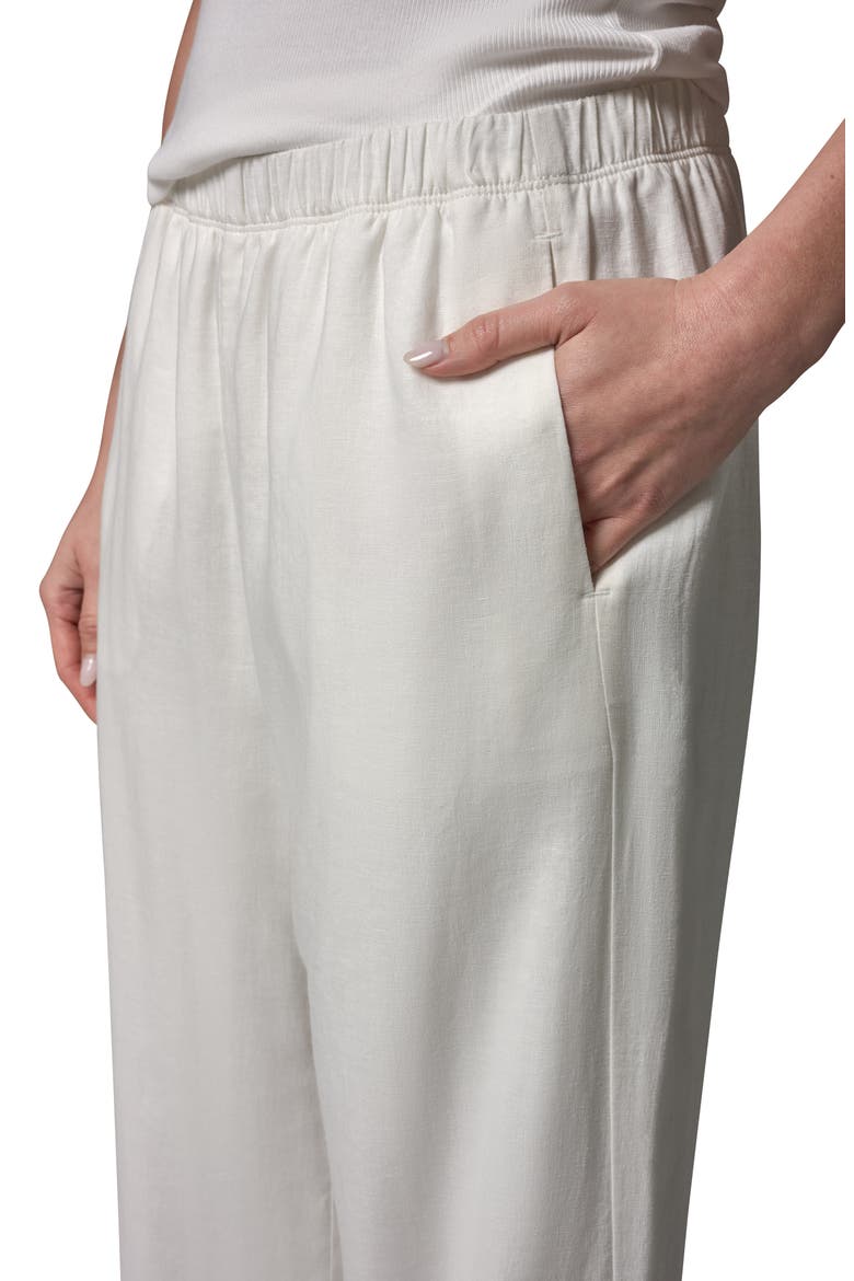 Linen Blend Pull-On Wide Leg Pants, Alternate, color, CREAM