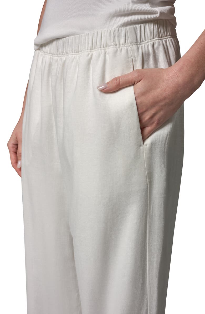 Donna Karan New York Linen Blend Pull-On Wide Leg Pants, Alternate, color, Cream