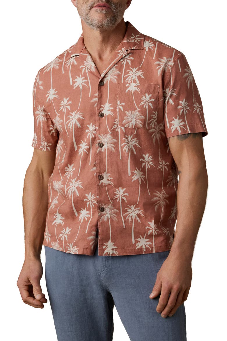 Breeze Linen Blend Camp Shirt, Main, color, SIENNA SHORE TREES