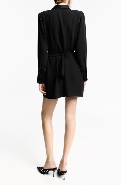Mango Long Sleeve Wrap Dress In Black