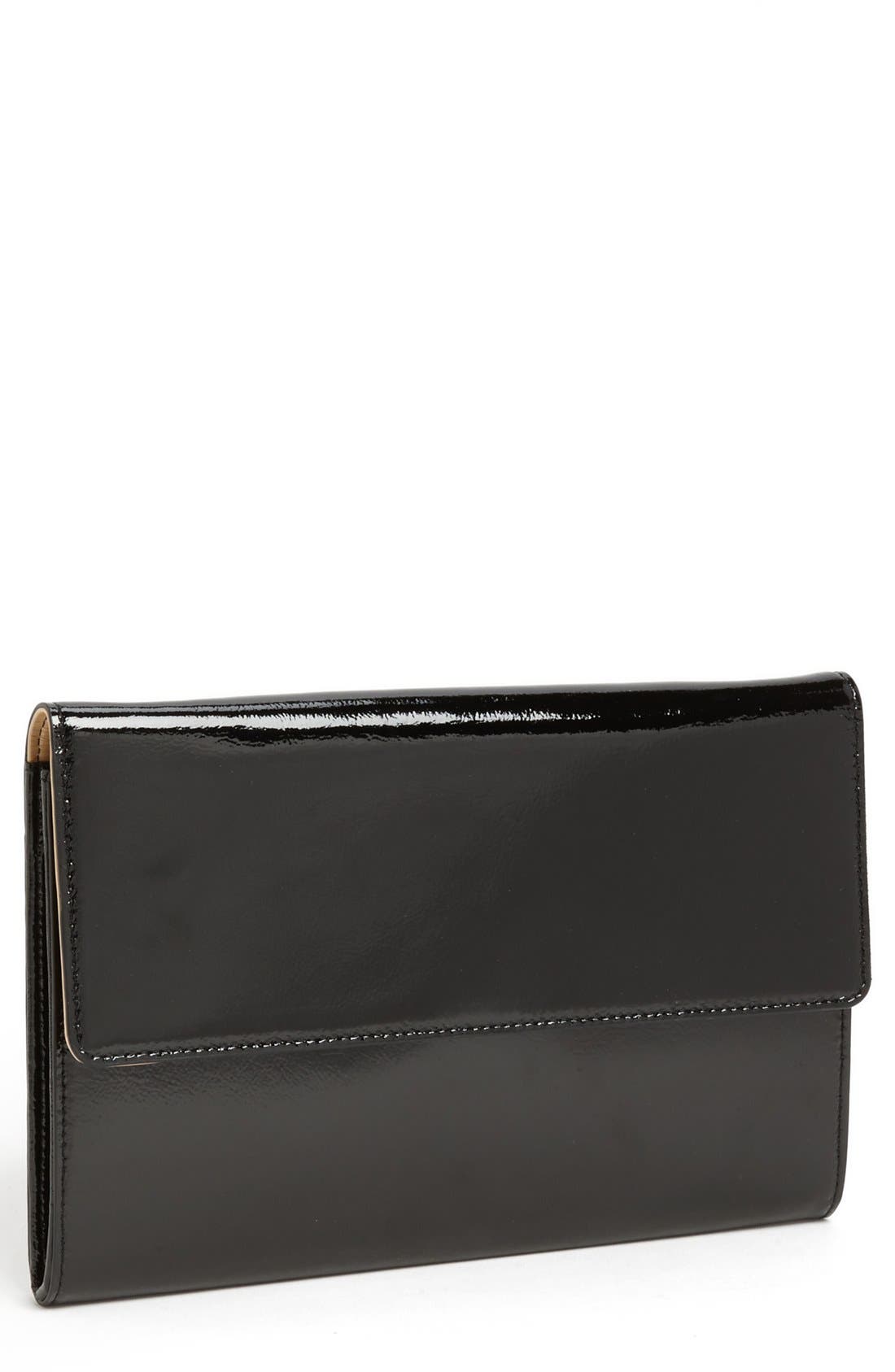 Patent Leather Clutch, Main, color, BLACK