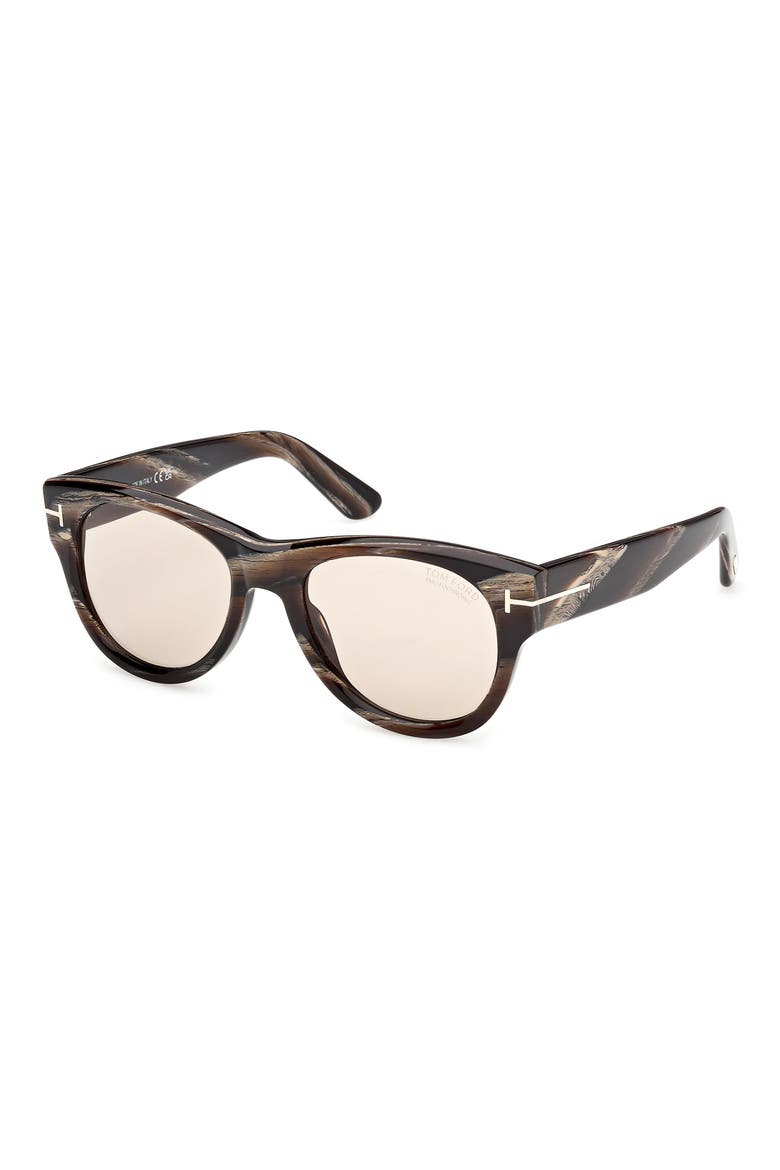 52mm Round Photochromic Sunglasses, Alternate, color, COLOURED HORN / BROWN