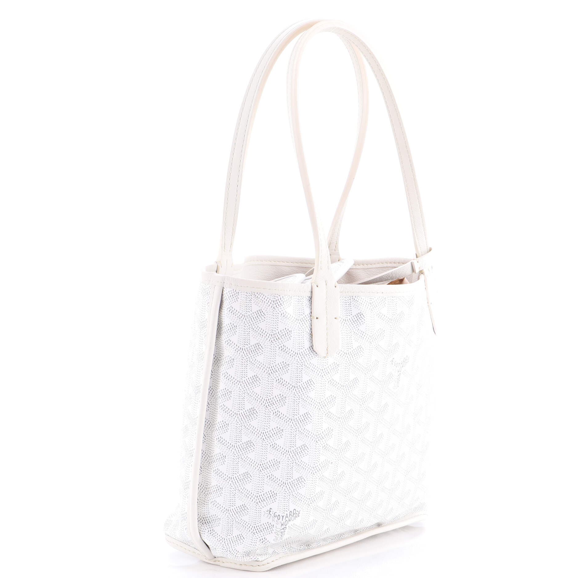 Pre-Owned Goyard Anjou Reversible Tote Coated Canvas Mini, Alternate, color, White