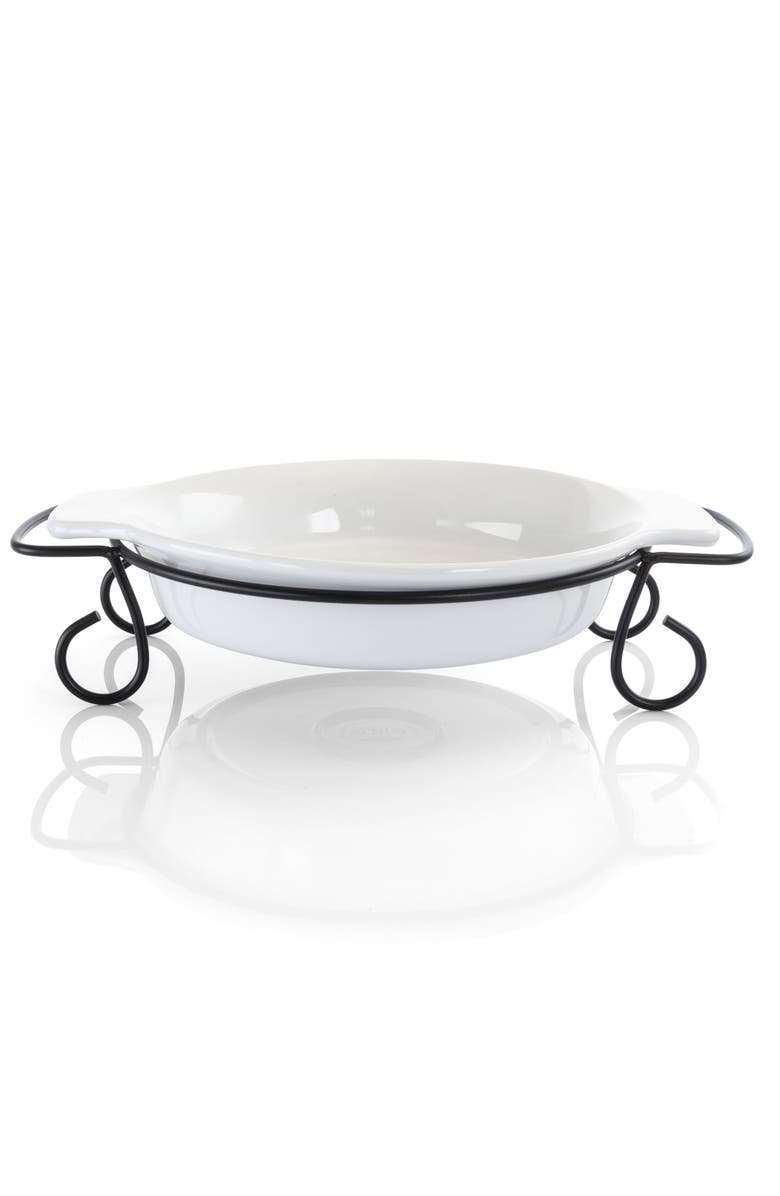 Gibson Elite Gracious Dining 2 Piece Stoneware Bakeware with Metal Rack, Alternate, color, White