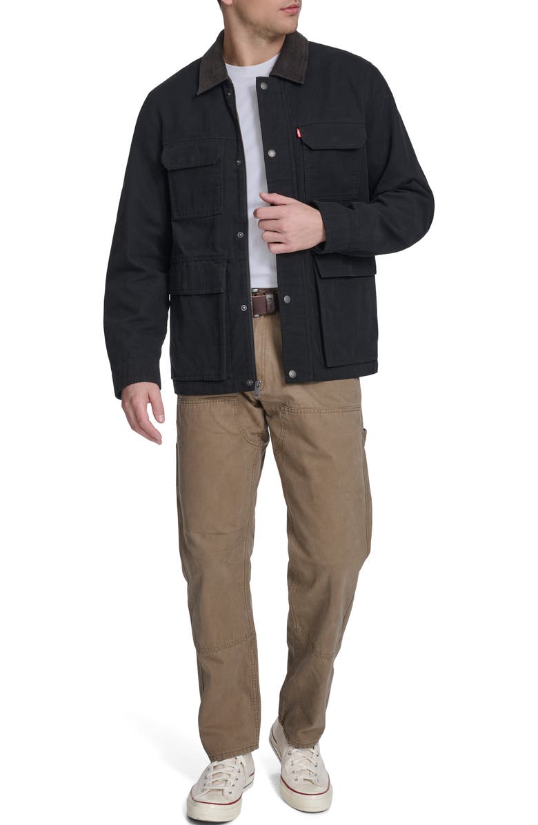 Levi's Corduroy Collar Cotton Canvas Jacket, Alternate, color, Black
