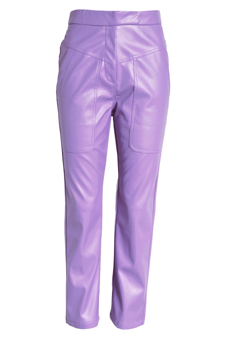 Tapered Faux Leather Trousers, Alternate, color, PURPLE