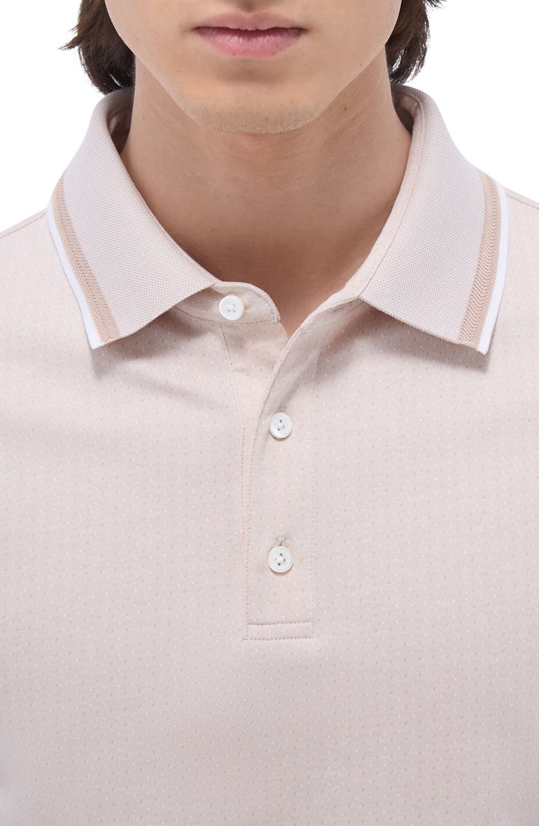 Bugatchi Speckled Bird's Eye Cotton Polo, Alternate, color, Sand