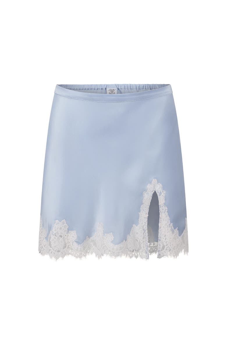 Adore Me Vegan Atelier Collection Silk Slip Skirt Lingerie, Alternate, color, Medium Blue