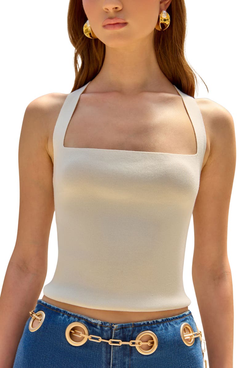 Cult Gaia Crawford Rib Tank, Main, color, Off White
