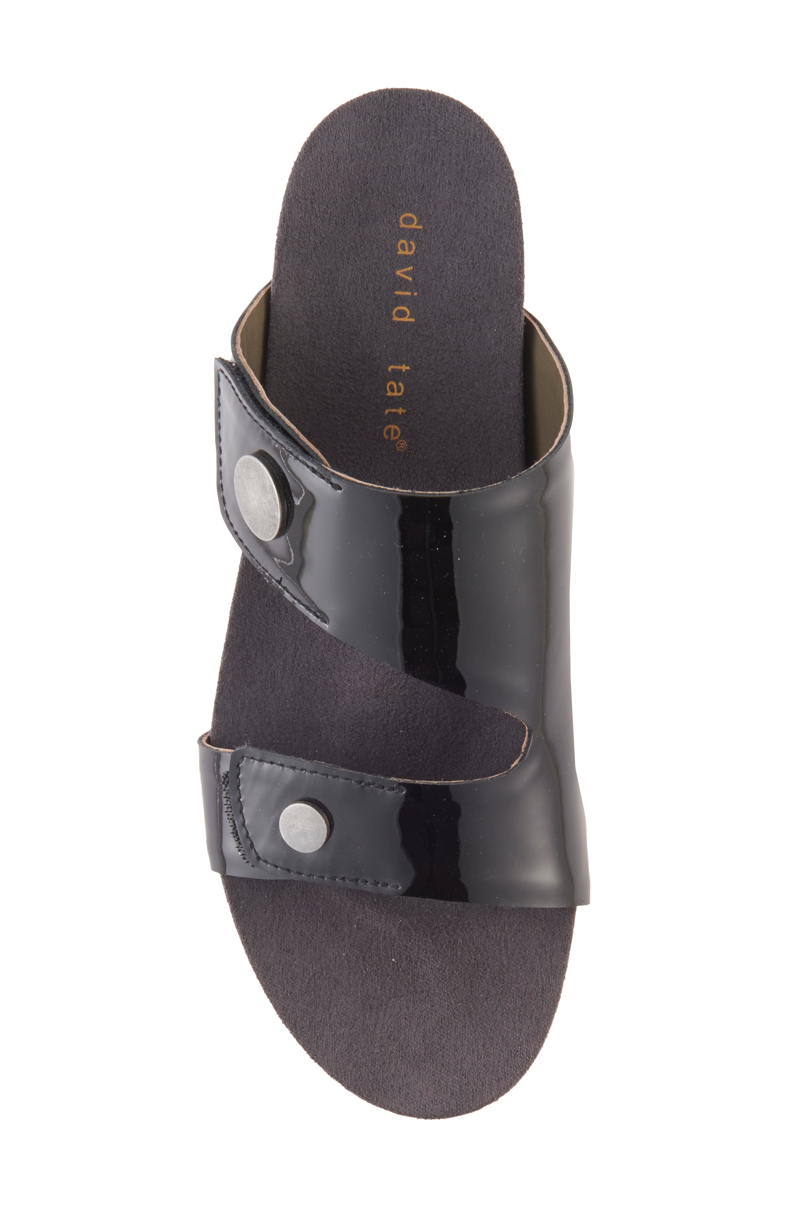 David Tate Elena Wedge Slide Sandal, Alternate, color, Black Patent