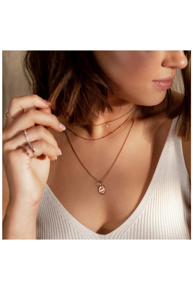 Mini Petal Teardrop Pendant Charm, Alternate, color, SILVER