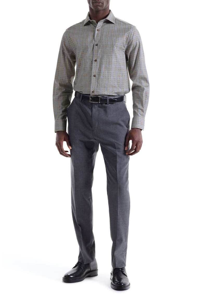 Axel Trim Fit Geo Print Cotton Button-Up Shirt, Alternate, color, TAUPE