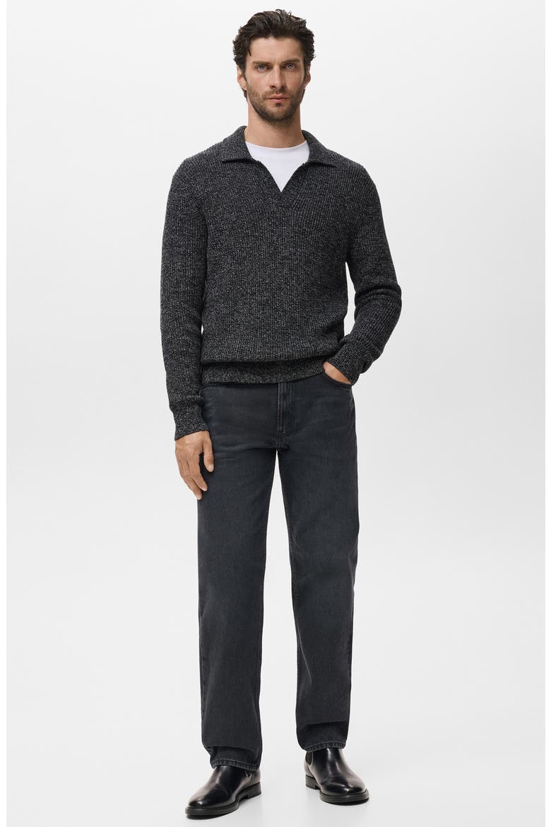 Structured Cotton Polo Sweater, Alternate, color, DARK HEATHER GREY
