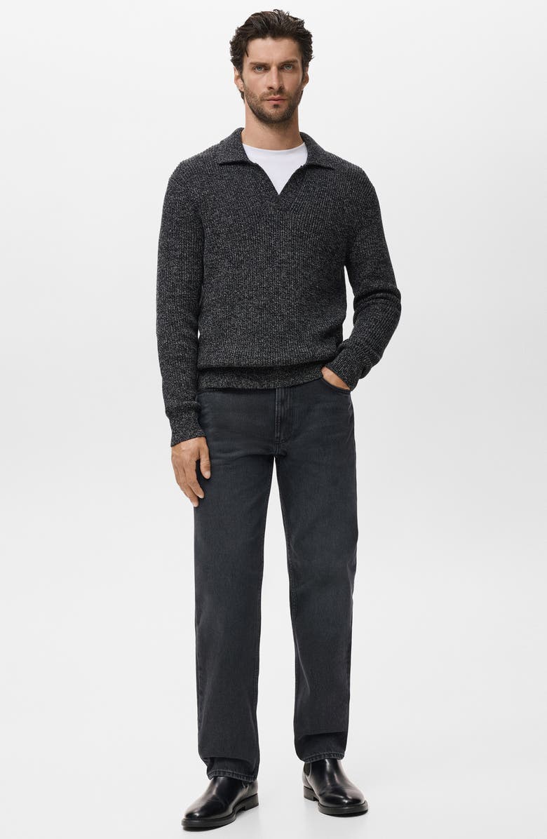 MANGO Structured Cotton Polo Sweater, Alternate, color, Dark Heather Grey