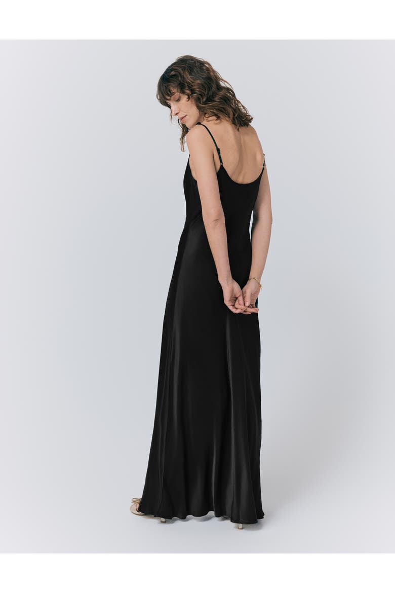 Winnie Satin Maxi Dress, Alternate, color, Black