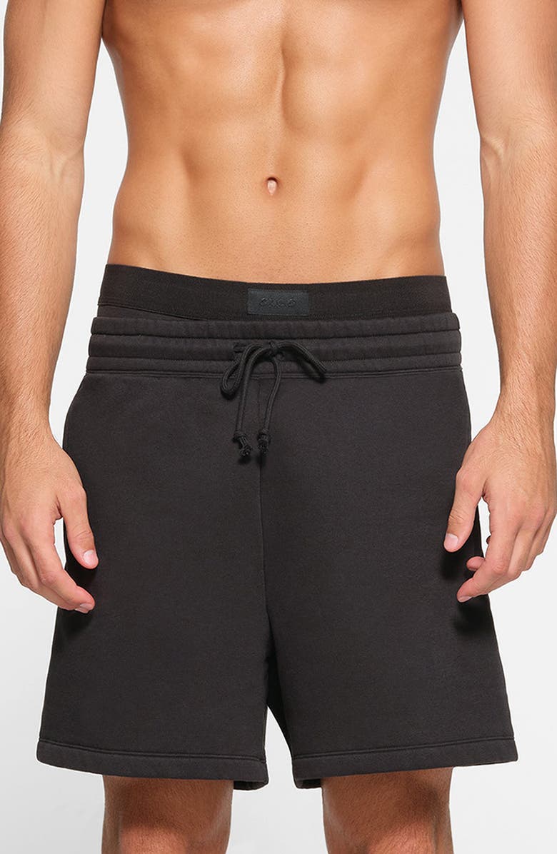 SKIMS Relaxed Fit Drawstring Shorts, Main, color, Washed Onyx