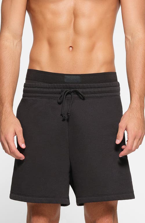 Skims Relaxed Fit Drawstring Shorts In Washed Onyx