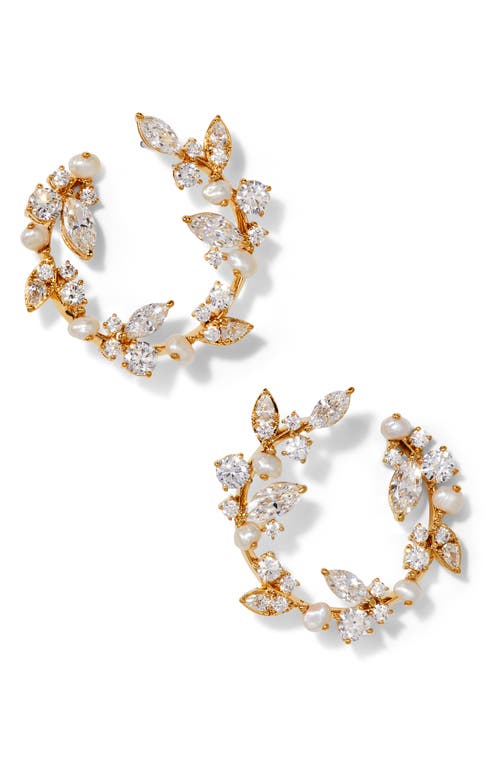 NADRI NADRI RAVISH CRYSTAL & PEARL FRONTAL HOOP EARRINGS 