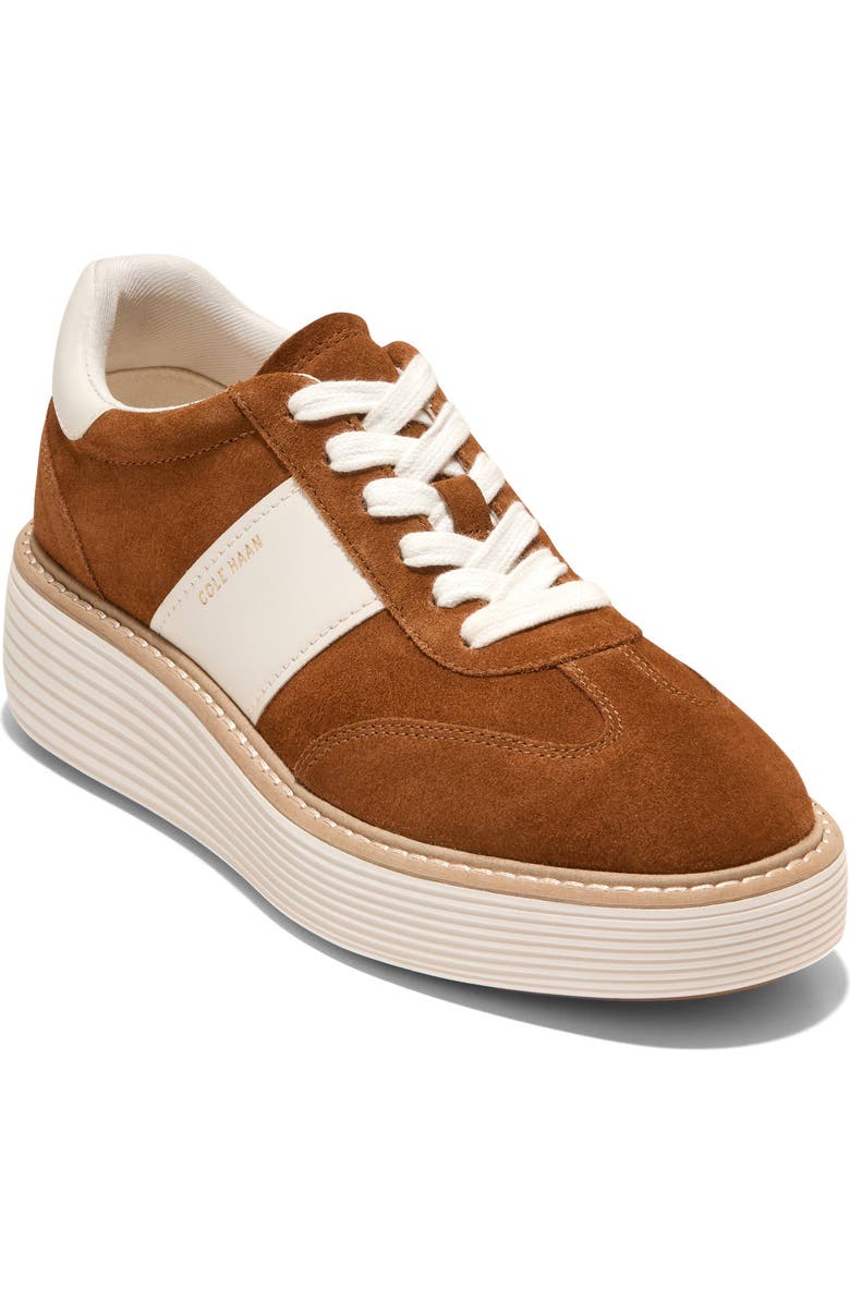 Cole Haan ØriginalGrand Max Platform Sneaker, Main, color, Tobacco Suede / Ivory Leather