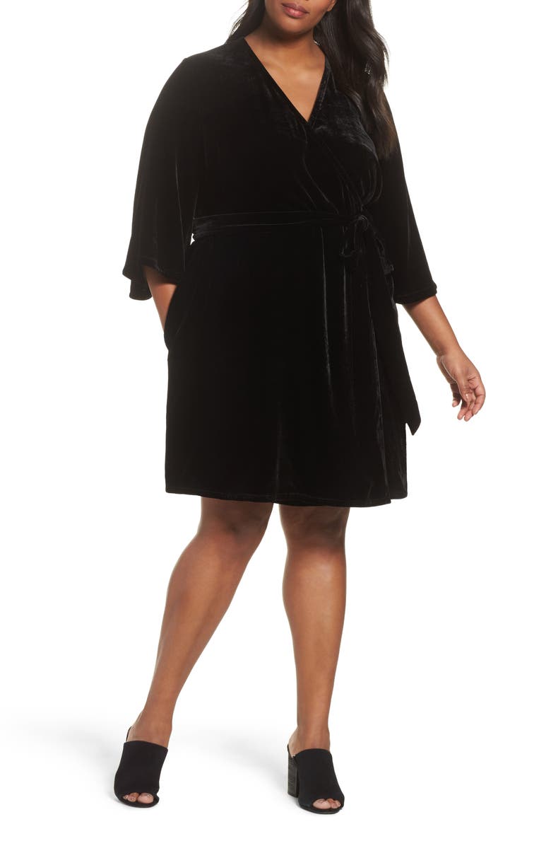 Eileen Fisher Velvet Wrap Dress, Main, color, 