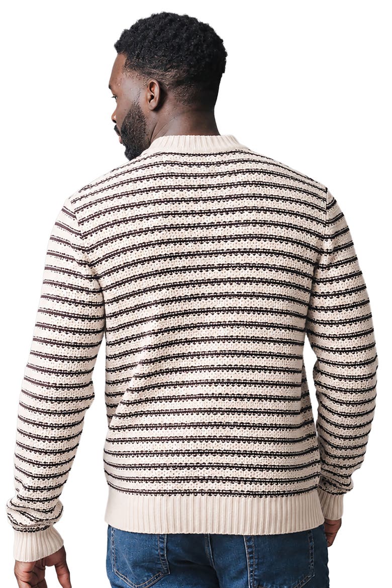 Organic Crew Neck Stripe Sweater, Alternate, color, Chocolate and Tan Stripe