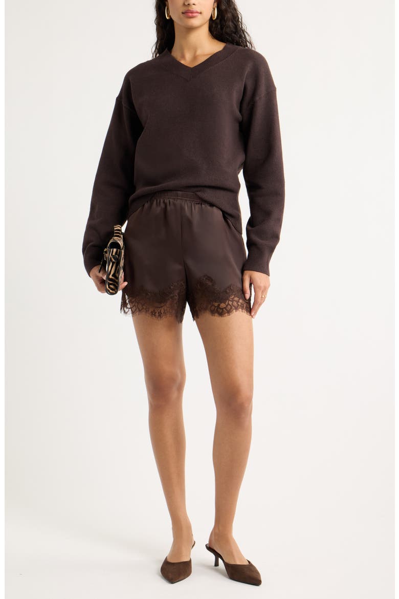 V-Neck Sweater, Alternate, color, BROWN GANACHE