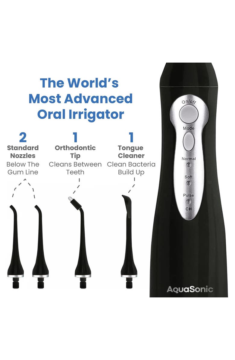 AQUASONIC Home Dental Center Rechargeable Power Toothbrush & Smart Water Flosser Set, Alternate, color, Black