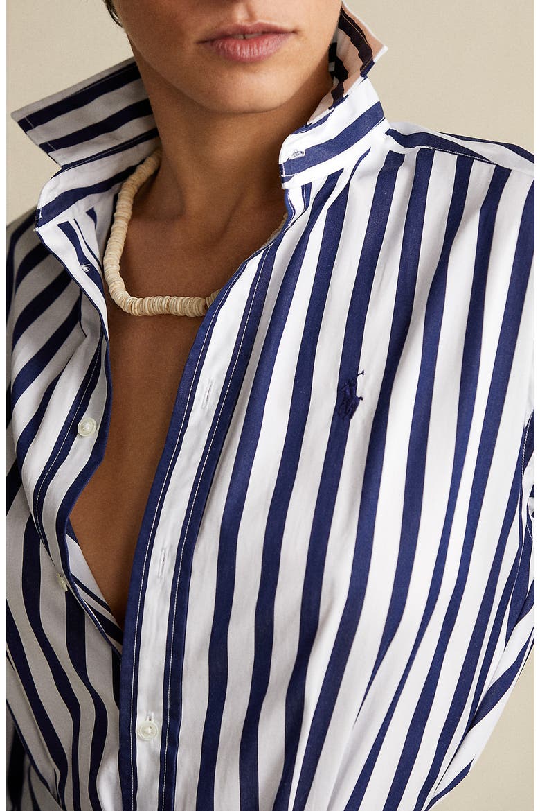 Stripe Cotton Shirtdress, Alternate, color, NAVY/ WHITE