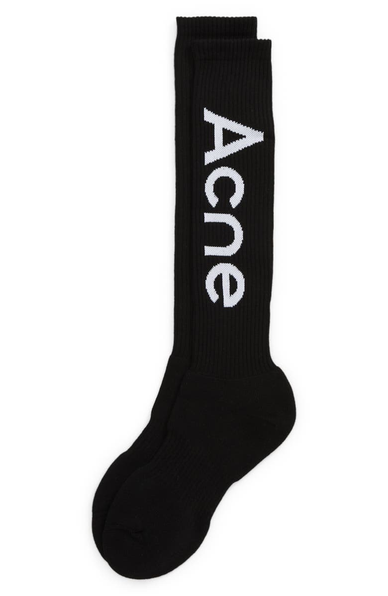 Acne Studios Logo Rib Socks, Alternate, color, 