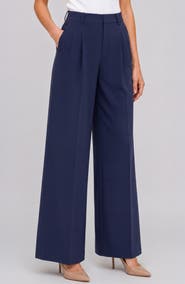 Liverpool High Waist Pleated Wide Leg Ankle Pants