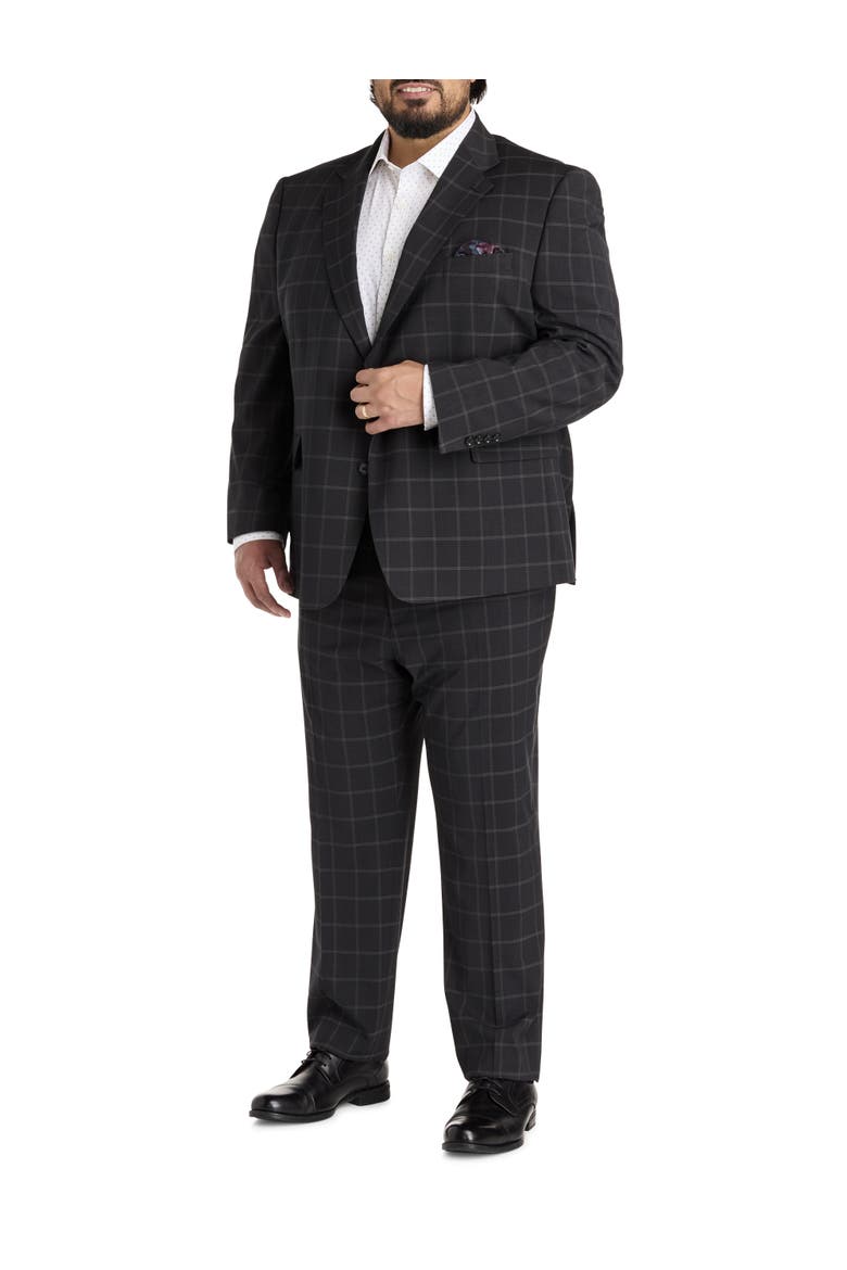 Big & Tall Windowpane Suit Jacket, Alternate, color, BLACK