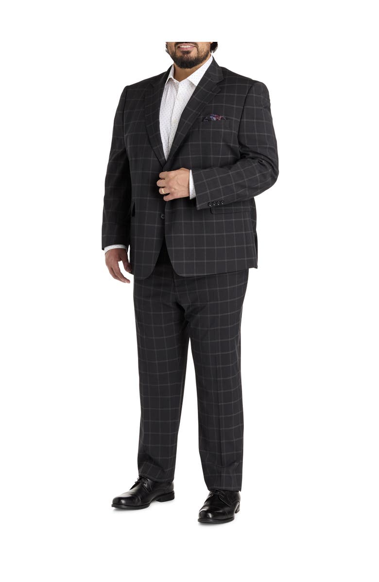 Tallia Big 
Tall Windowpane Suit Jacket, Alternate, color, Black