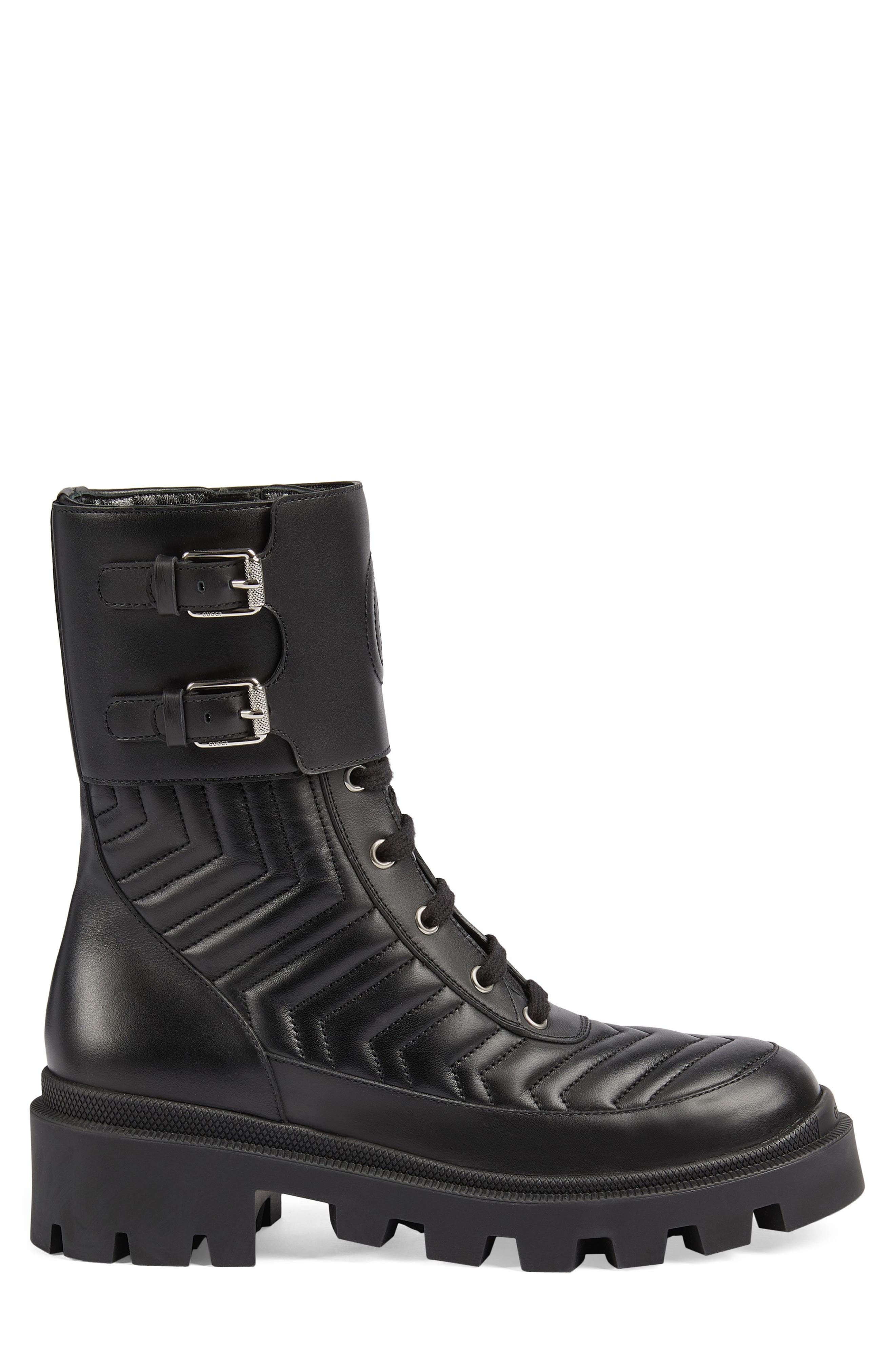 Gucci Frances GG Matelassé Platform Combat Boot, Alternate, color, 