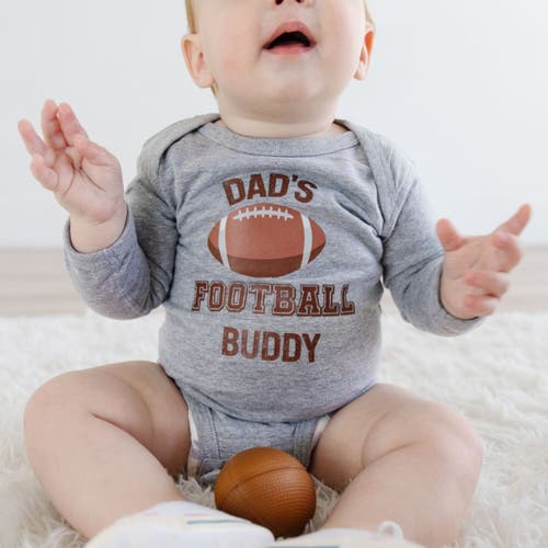Sweet Wink Dad's Football Buddy Long Sleeve Bodysuit In Gray