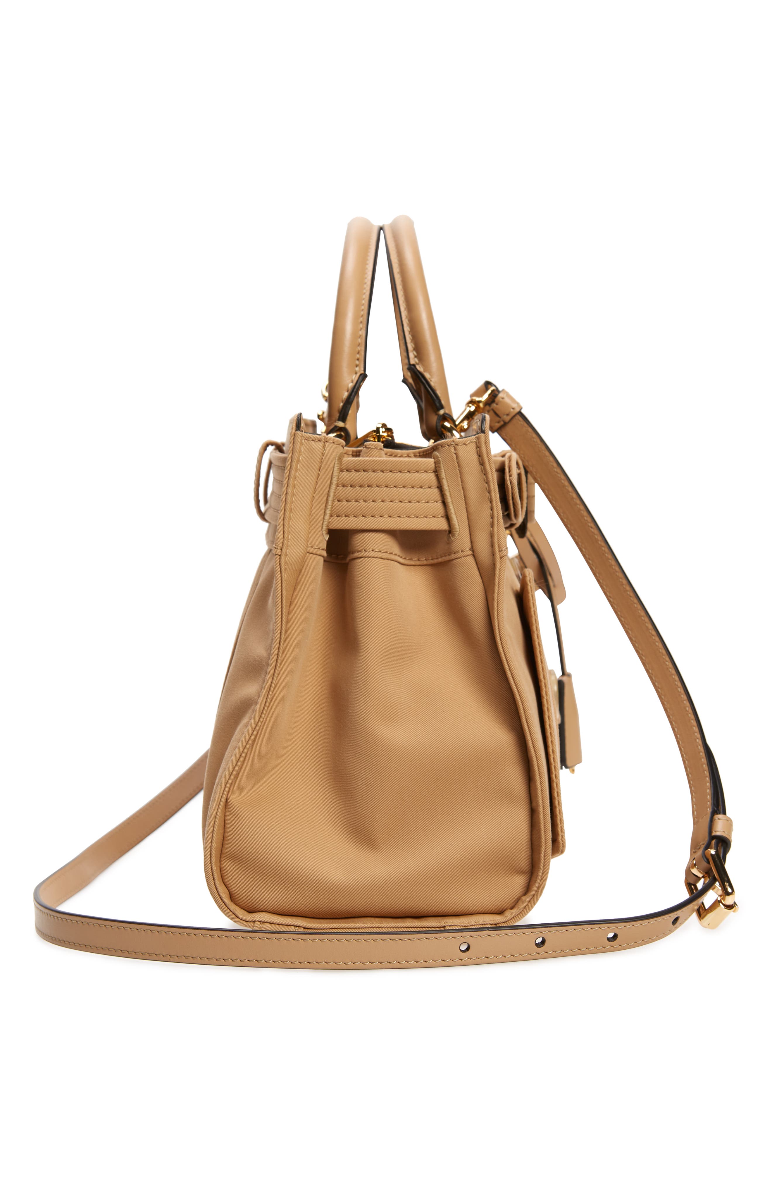 Moschino Trench Coat Gabardine Satchel, Alternate, color, 